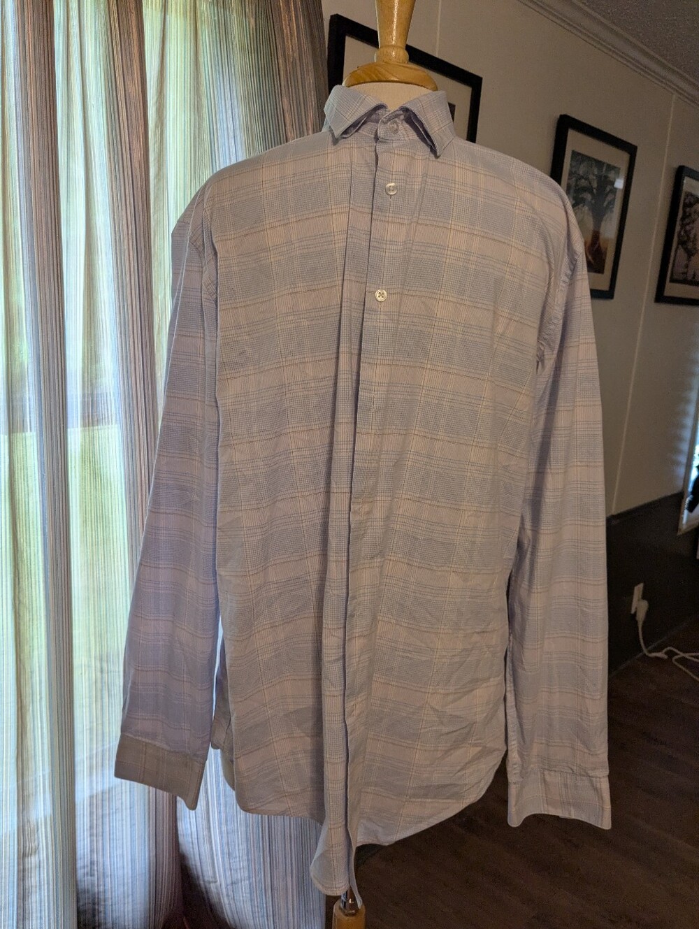 Calvin Klein Men's Light Blue Plaid Button-Down Shirt